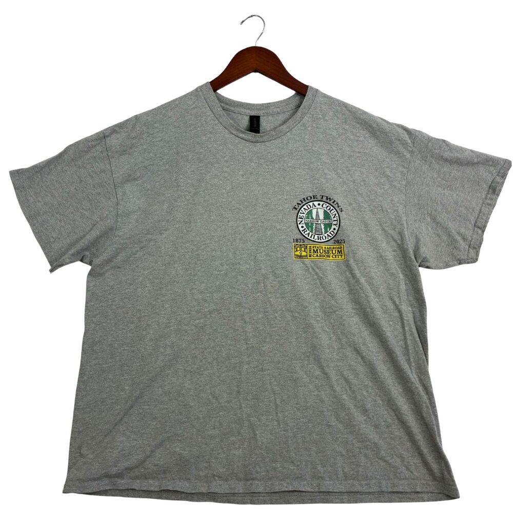 Glenbrook Tahoe Locomotive Works 150 Years Train Museum T-Shirt Gray 2XL